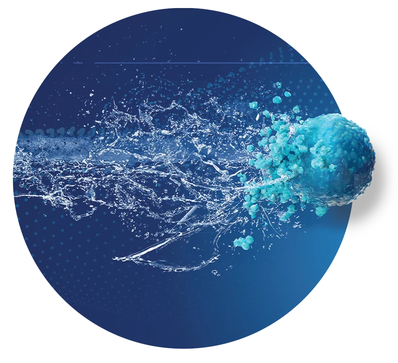 Illustration of irrigation removing debris, including microorganisms